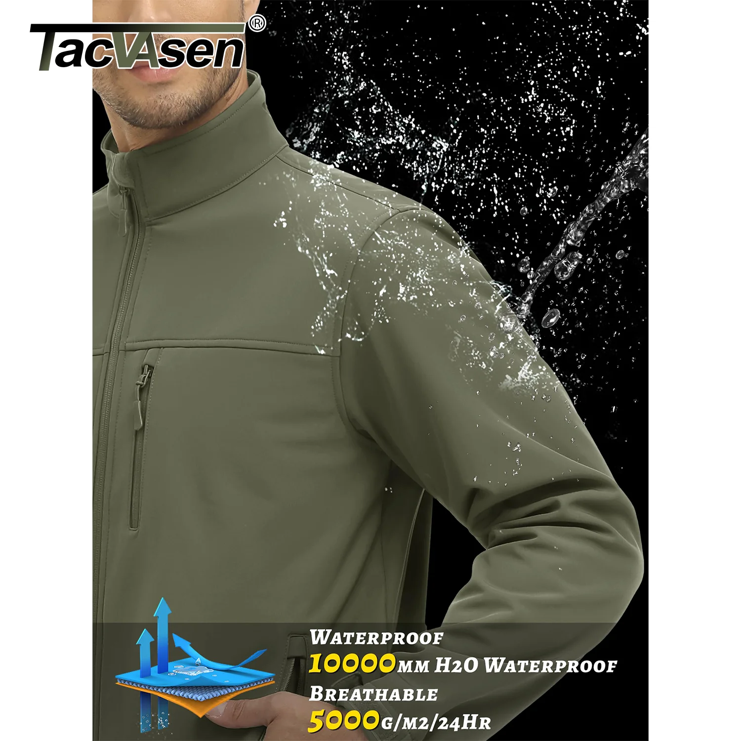 TACVASEN fodera in pile impermeabile giacca a vento giacche da lavoro invernali da uomo tasca con cerniera cappotti Casual capispalla con Zip intera top 3