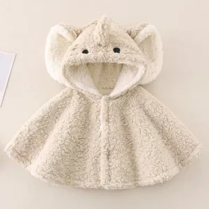Poncho con cappuccio con elefante simpatico cartone animato - Mantello invernale foderato in pile con orecchie 3D Mantello caldo per animali per neonati (0-3 anni) 1
