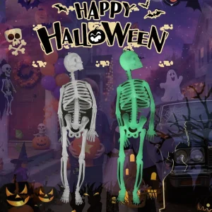 30/90/150 CENTIMETRI Appeso Scheletro Luminoso Full Body Horror Decorazione di Halloween Prop per la Casa Esterna Cortile Giardino Tricky Fantasma Decor 1