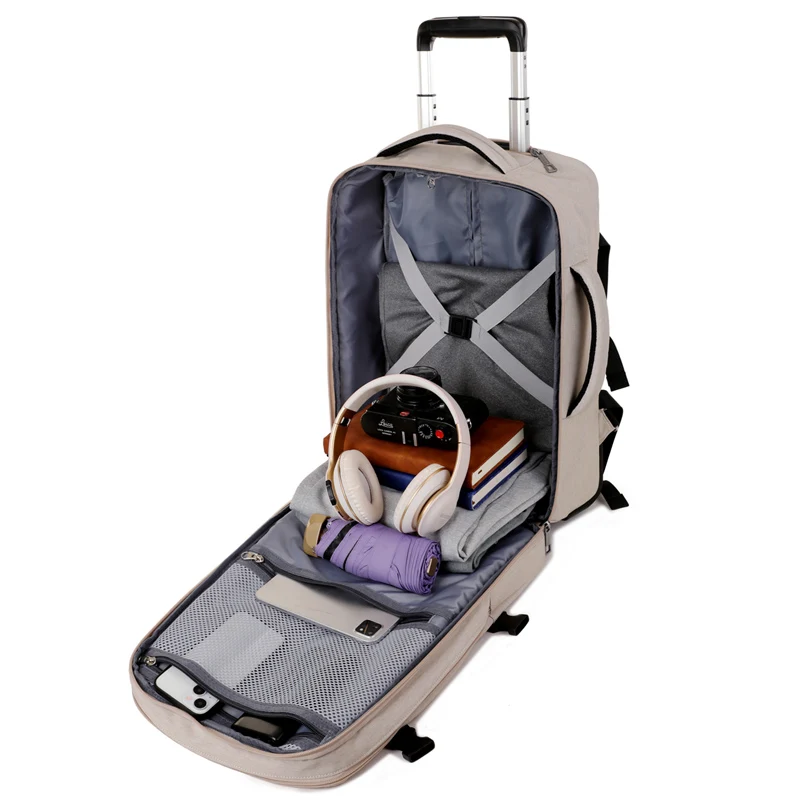 Zaino con ruote Bagaglio da trasporto, zaino per laptop da viaggio con ruote per uomo donna, borsa zaino con ruote resistente all'acqua 4