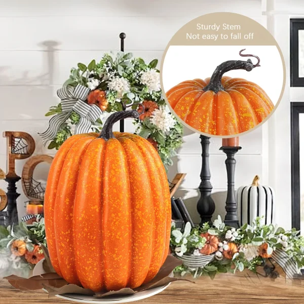 Grande zucca in schiuma artificiale - Decorazione realistica, adatta per attività di Halloween e Ringraziamento, può disegnare artigianato fai-da-te 3