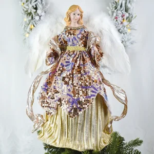 Hot 40 cm Natale Angelo Bambola Figurine Cima dell'albero Ornamenti In piedi Compleanno Decorazioni natalizie Navidad Home Decor novedades 1