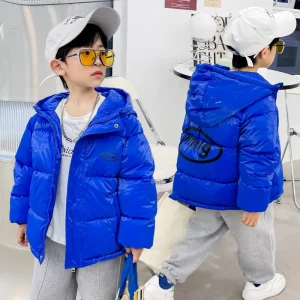 Bambini inverno ragazzi ragazze piumino con cappuccio in cotone capispalla per bambini addensare caldo cappotto in tessuto lucido di alta qualità vestiti all'aperto 1
