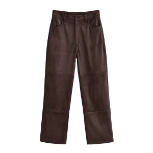 2025 DONNA Autunno New Fashion Pantaloni Vintage a vita alta con cerniera Fly Pantaloni casual alla caviglia femminili Mujer 1