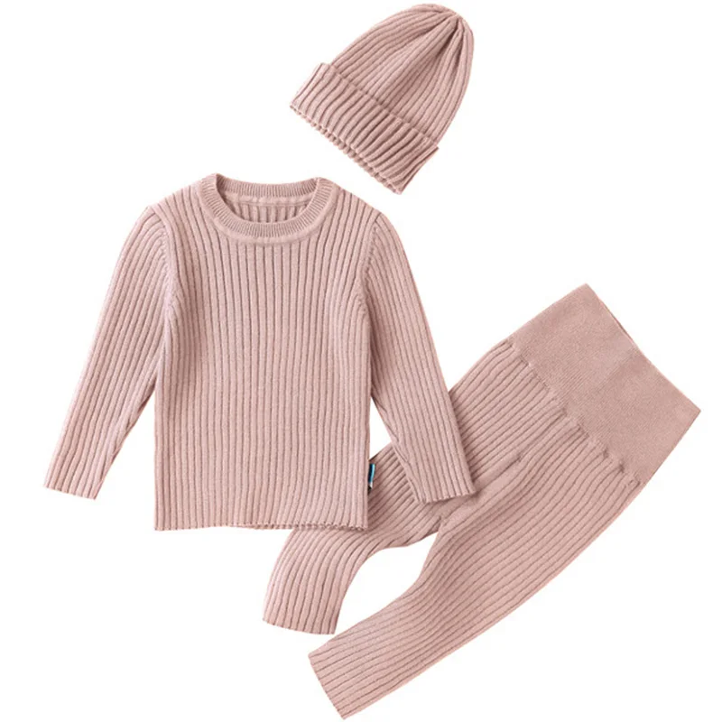 Set di maglioni 3 pezzi set di vestiti per neonato bambini ragazzi ragazze autunno inverno abbigliamento in maglia vestito neonato abiti per bambini top pantaloni 1-4Y 5