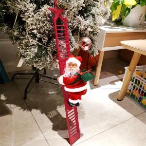 Scaletta per perline da arrampicata elettrica da 65 cm Babbo Natale E-Commerce Velluto Bambola natalizia Giocattolo per albero di Natale Cestino delle scale Porta finestra 1