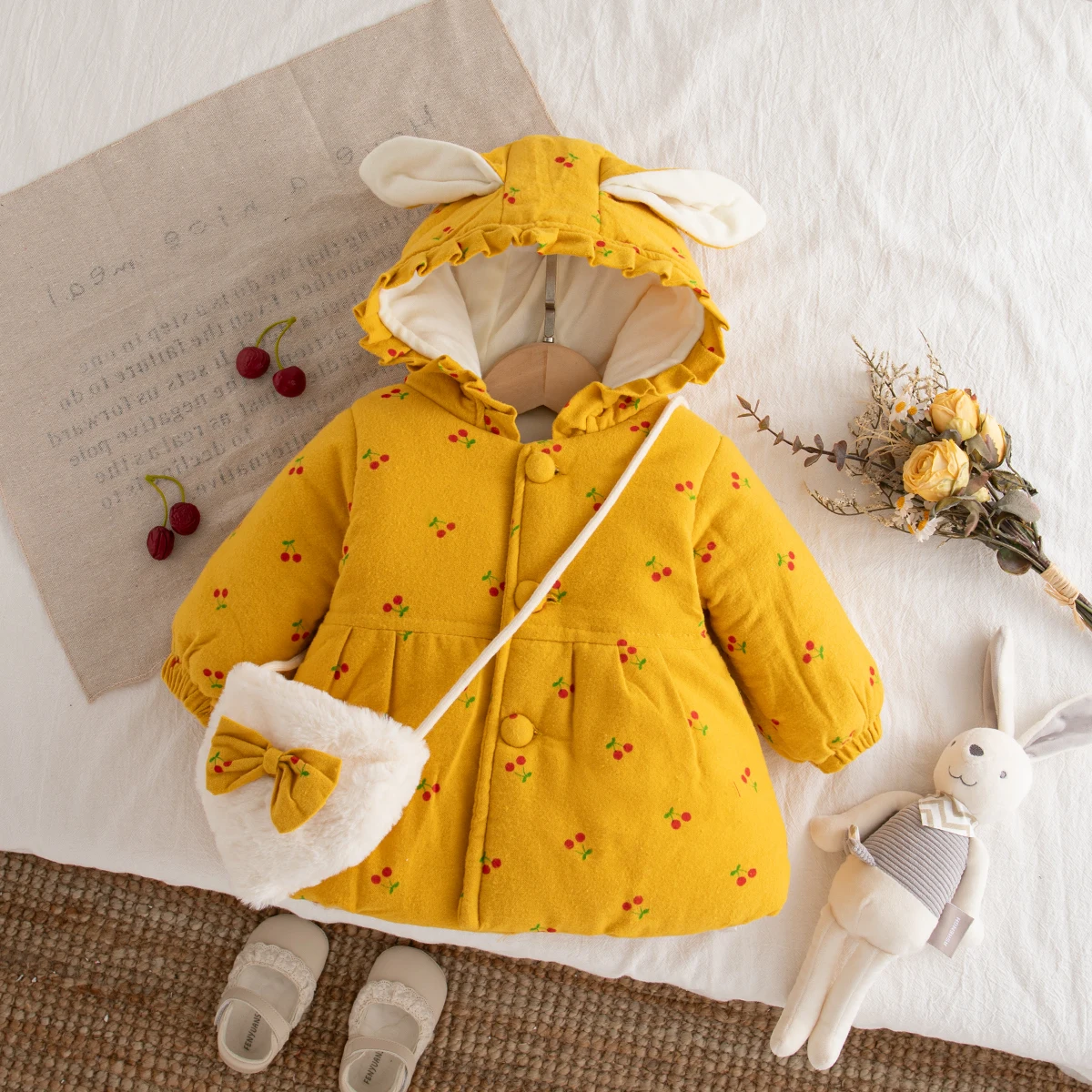 Nuovo cappotto invernale per bambina spesso e caldo, abbigliamento per bambini dolce e carino adatto ai bambini di età compresa tra 9 mesi a 3 anni 3