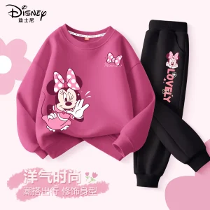Autunno Neonate Disney Minnie Set di vestiti stampati Kid Girl Felpe Pullover Top e pantaloni 2 pezzi Tute per bambini 1