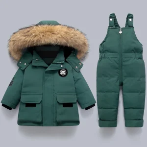 Piumini caldi invernali Ragazzi Addensare Tuta Parka Tute Baby Toddler Girl Vestiti Bambini Snowsuit Abbigliamento per bambini Set 2 pezzi 1