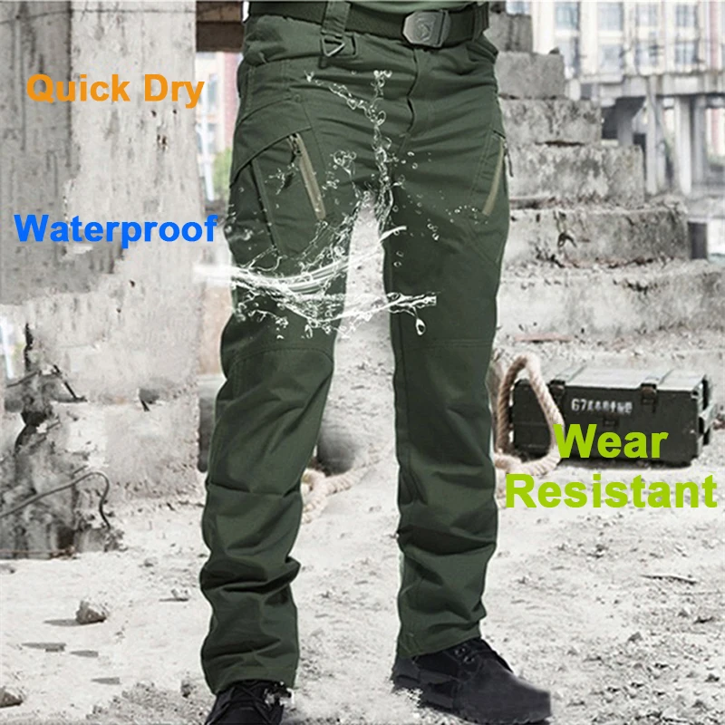 Pantaloni da città da uomo Pantaloni cargo Multi-tasca Impermeabili resistenti all'usura Tuta da allenamento casual Pantaloni cargo grassi ad asciugatura rapida 4