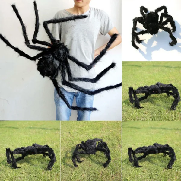 1 pz 30cm,50cm,75cmSuper grande peluche ragno fatto di filo e peluche stile nero e multicolore per decorazioni per feste o halloween 2