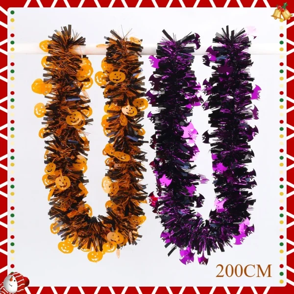 Nastro decorativo per Halloween da 2 m: barra colorata zucca e pipistrello, ghirlanda fai da te per casa stregata per l'atmosfera della festa spettrale 2