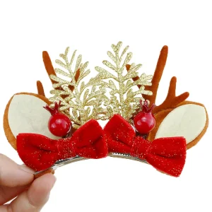 (2 pz/pacco) 6.5-7.5 cm Corna Di Natale Fermagli Per Capelli Indossare Quotidiano Scene di Vacanza Atmosfera Di Natale Corna 3D Styling Fotografia 1