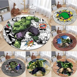 Tappeti rotondi con stampa The Hulk Tappeti antiscivolo Tappeto rotondo per soggiorno Cucina Camera da letto Tappeti per divani Tappetino per camera da letto per bambini 1