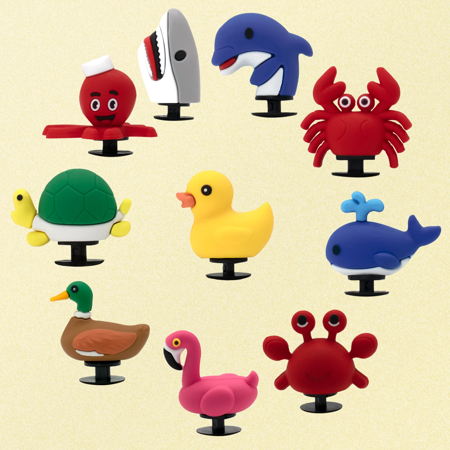 1/10pcs 3D Carino Squali Balene Pendenti e Ciondoli per Le Donne Calamari Granchio Tartaruga Decorazione di Scarpe Accessori Anatra Mallard Spille Zoccoli per I Bambini 1