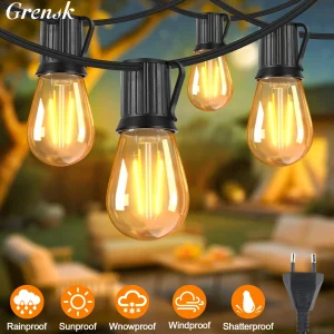 S14 Vintage Garland String Light Outdoor LED Light E26 220V 1W 2W collegabile infrangibile Street Garland Decor Lights Chain 1