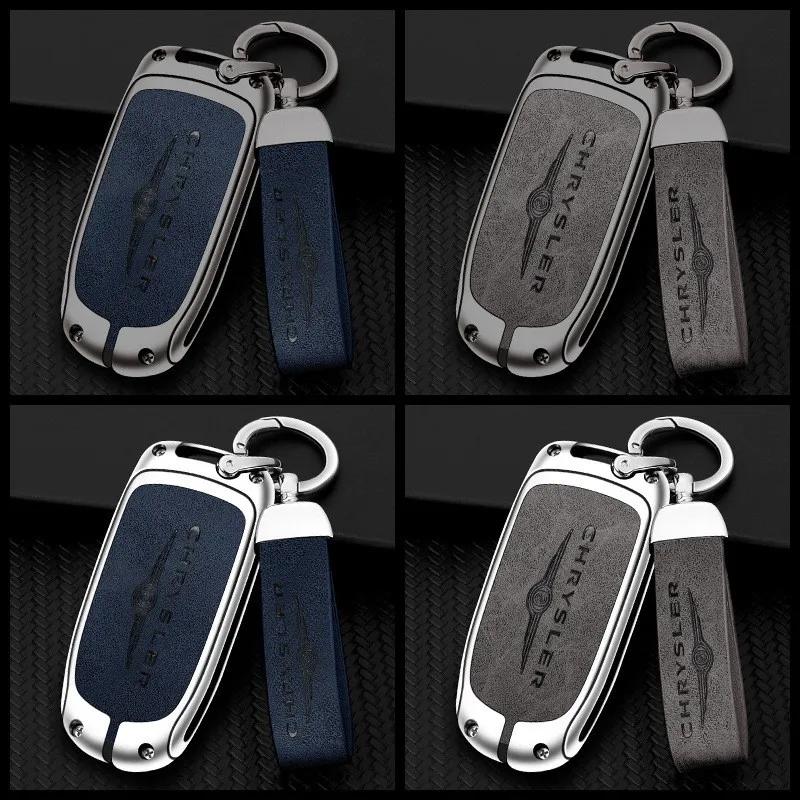 Custodia protettiva per chiave remota intelligente per auto in pelle in lega di zinco Shell per Chrysler 200 300 300C Wrangler Accessori portachiavi automatico 6