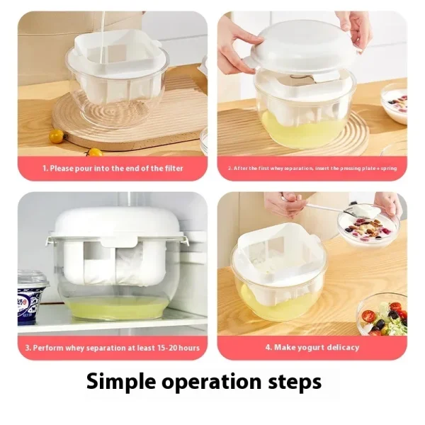 Colino per yogurt da 3 litri Colino per yogurt greco Macchina riutilizzabile per yogurt e formaggio multiuso per spremere il latte di soia 5