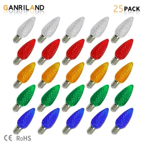 GANRILAND C7 lampadina a Led colorata sfaccettata in plastica infrangibile E12 Base per candelabri 110V 220V RGB per decorazioni natalizie con luci a stringa 1