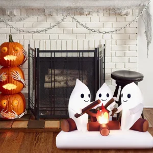 2025 Decorazione gonfiabile di Halloween all'aperto che esplode spettrale attorno al falò Decorazione gigante con luci a LED che arrosta il marshma 1