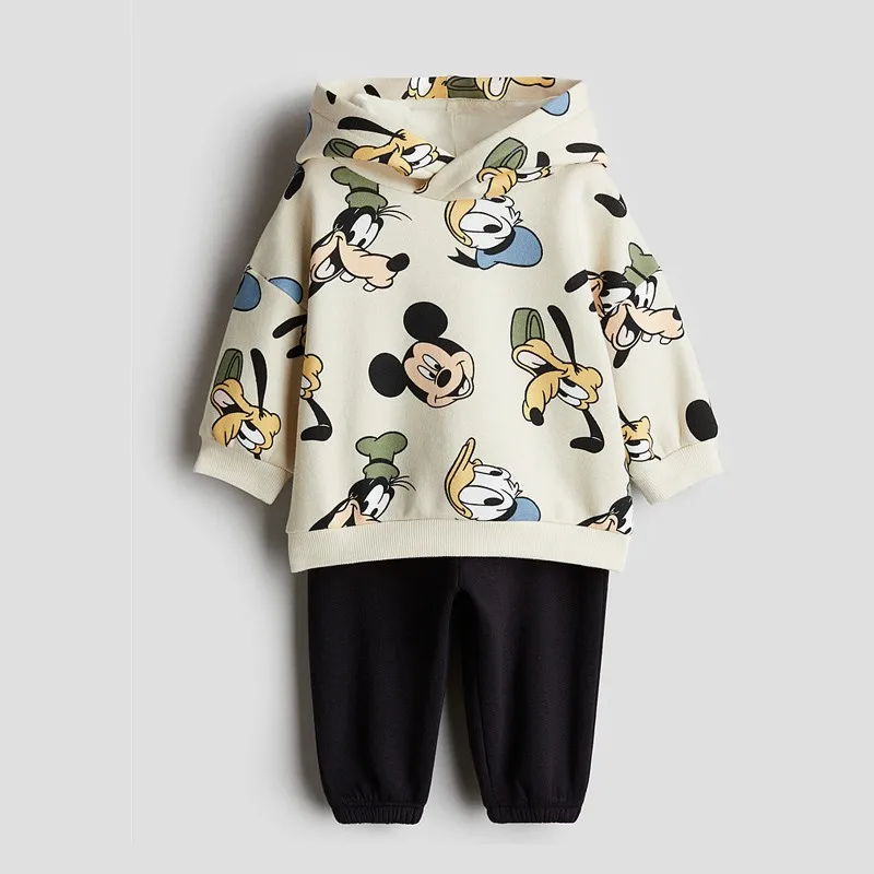 Tute casual a maniche lunghe alla moda Topolino Minnie Felpe con cappuccio con stampa completa Pantaloni sportivi Set da 2 pezzi Abbigliamento autunnale Ragazzi Vestiti per ragazze 1
