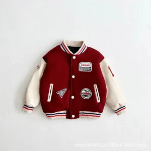 2024 Nuova giacca da baseball per bambini con cappotto in cotone per ragazzi e ragazze, piccola, media e grande per bambini autunno/inverno Weste 1
