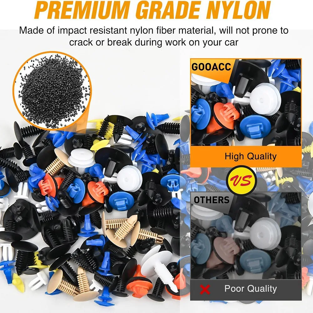 Assortimento di clip di fissaggio per auto e elementi di fissaggio automatici - Rivetti per parafango paraurti con 10 fascette per rimozione elementi di fissaggio per Toyota Honda 3