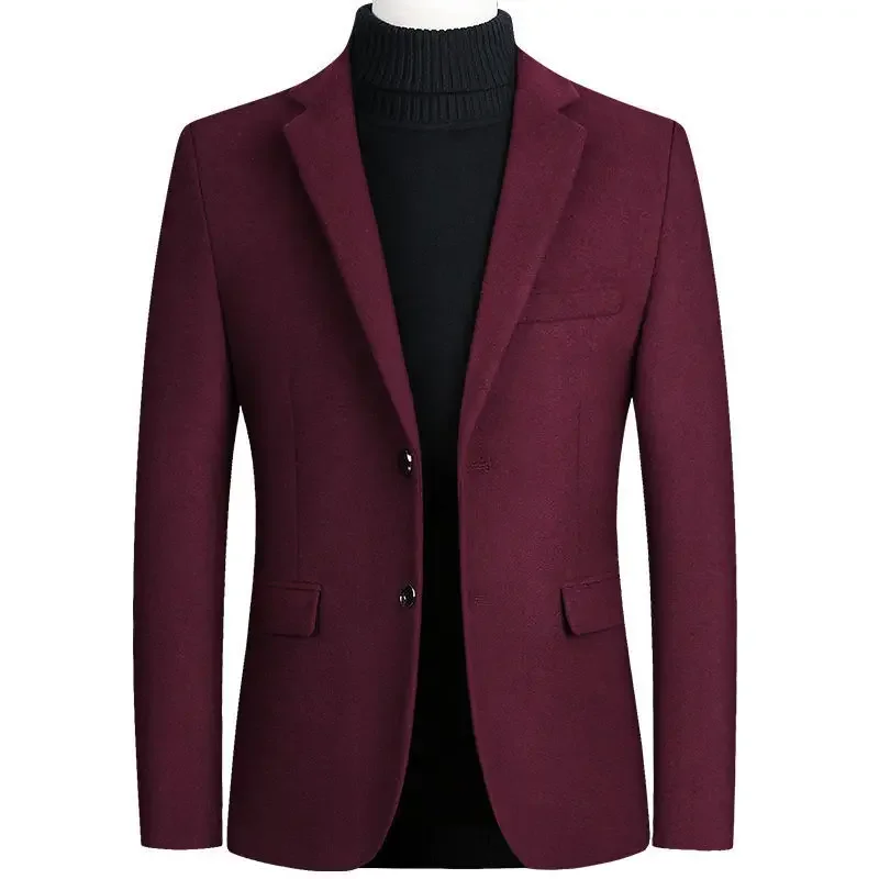 BROWON Brand Business Casual Blazer di lana da uomo 2025 Autunno e inverno Nuovi uomini solidi Blazer Regular Fit Blazer a maniche lunghe da uomo 3