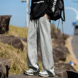 2025 nuovi pantaloni cargo lunghi casual da uomo coreani all'aperto autunno uomo pantaloni dritti a gamba larga palestre pantaloni sportivi in maglia tinta unita M-4XL 1