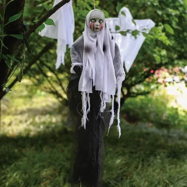 1-3PCS Halloween Appeso Fantasma Decorazioni Teschio Spaventoso Tessuto di Garza per Casa Stregata Portico Puntelli Spaventosi Terrore Appeso Ornamenti 3