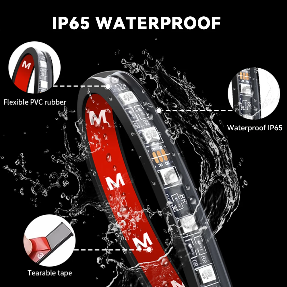 Nuove luci sottosmalto per atmosfera moto Kit luci a LED App telecomando RGB impermeabile per Yamaha BMW Harley Suzuki 2