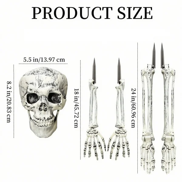 Decorazioni per paletti di scheletro di Halloween, ossa realistiche delle gambe del braccio dello scheletro, decorazione di Halloween del giardino del cortile spettrale 2