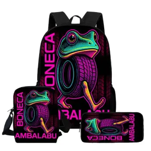 Set di 3 zaini scolastici con borse a tracolla, sacchetti per matite per 5-10 anni, giochi di cartoni animati Borse da scuola BrainRot per ragazzo e ragazza, miglior regalo 1