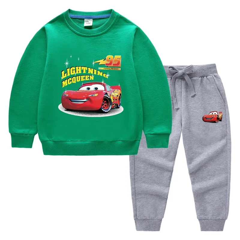 Potdemiel Set per bambini Primavera e autunno Saetta McQueen Vestiti stampati Ragazzi Cotone Bambini Felpe + Pantaloni Tute 4
