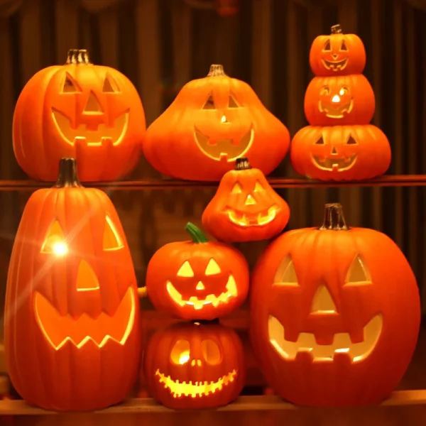 Decorazioni per zucca incandescente di Halloween Decorazioni per feste a casa a tema festival alimentate a batteria con triplo strato illuminato a LED 1