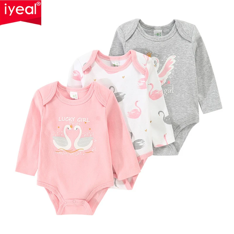 IYEAL 3 pz/lotto bambino manica lunga 100% cotone vestiti neonati maschi ragazze Body 0-12 mesi neonato Bebe tuta abbigliamento 1