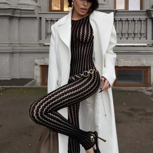 Tossy Tute nere sexy trasparenti Avvolgente femminile Scava fuori Patchwork stampato Pantaloni estivi da donna Skinny Fashion Pagliaccetti 2025 1