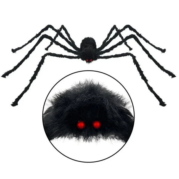 Ragno di peluche super grande realizzato in filo e peluche in stile nero e multicolore per decorazioni per feste o Halloween 1 pezzo 30 cm, 50 cm, 75 cm 5