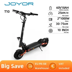 JOYOR T10 Monopattino Elettrico Pieghevole , Motore 1000W*2, Monopattino Elettrico Fuoristrada Da 10 Pollici, Pneumatici Fuoristrada, Batteria 60V18AH, Monopattino Elettrico Per Adulti 1