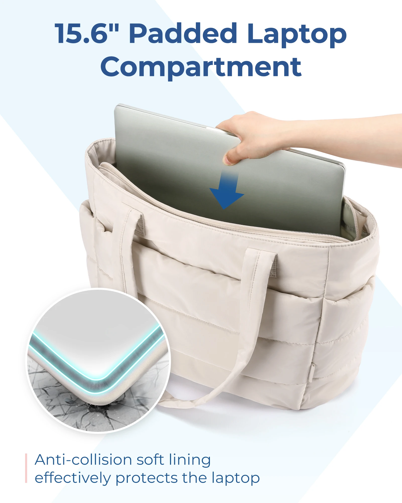 BAGSMART Borsa da donna Borsa tote in tinta unita di grande capacità Borsa versatile per borsa per la spesa di classe per studenti da lavoro per pendolari 4