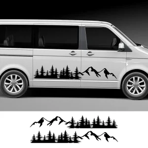 2PCS Car Tree Mountain Decal Forest Auto Door Side Stickers per Volkswagen VW Multivan TRANSPORTER T5 T6 Auto Tuning accessori