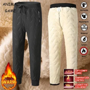 Gioco di animali Pantaloni sportivi invernali da uomo Peluche in pile spesso Pantaloni casual Pantaloni termici in lana d'agnello Pantaloni caldi antivento impermeabili 1
