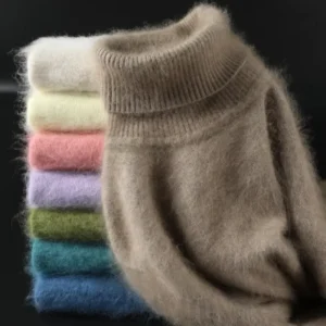 100% visone maglione di cashmere donna autunno inverno maglieria pullover spesso caldo tinta unita plus size base risvolto alto abbigliamento top 1