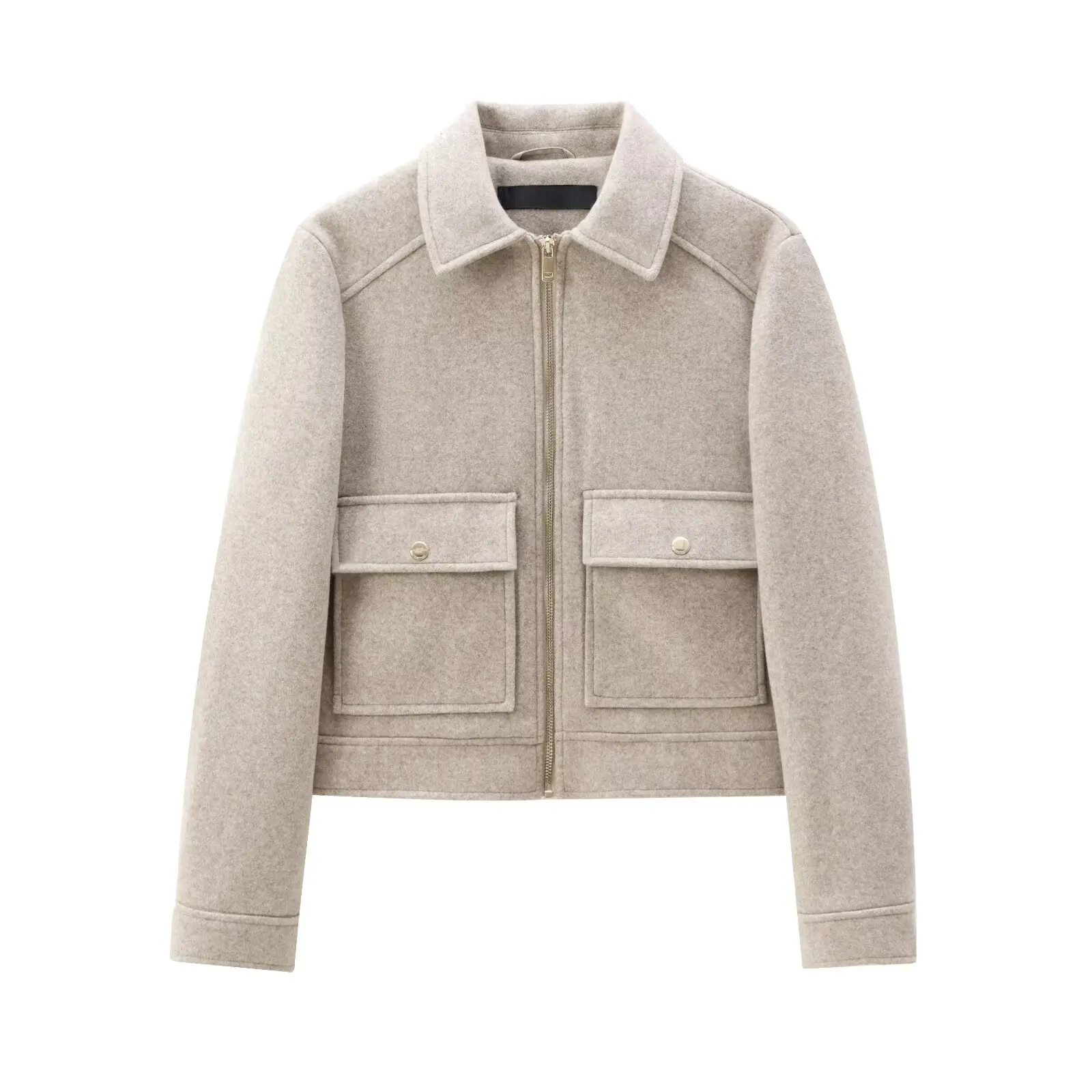 Cappotto da giacca con cerniera da donna Nuovo cappotto invernale da donna con tasca a maniche lunghe Cappotto corto da strada elegante 2