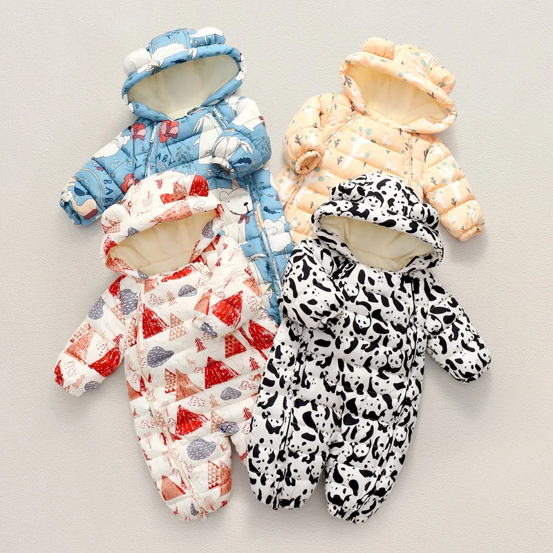 Vestiti per neonati appena nati Pagliaccetti in pile caldo Tute Neonati maschi Costume Infantili Abbigliamento per ragazze Cartoon Capispalla generale Tute 4