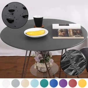 Tovaglia protettiva per tavolo rotondo Tovaglia in poliestere impermeabile Tovaglia aderente per catering con mantel de mesa con bordo elastico 1