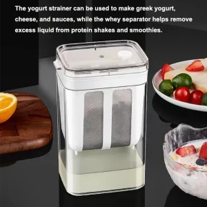 Macchina per formaggi trasparente con maglia fine - Colino per yogurt da 1100 ml - Filtro per yogurt greco e formaggio crema fai-da-te per cucina 1