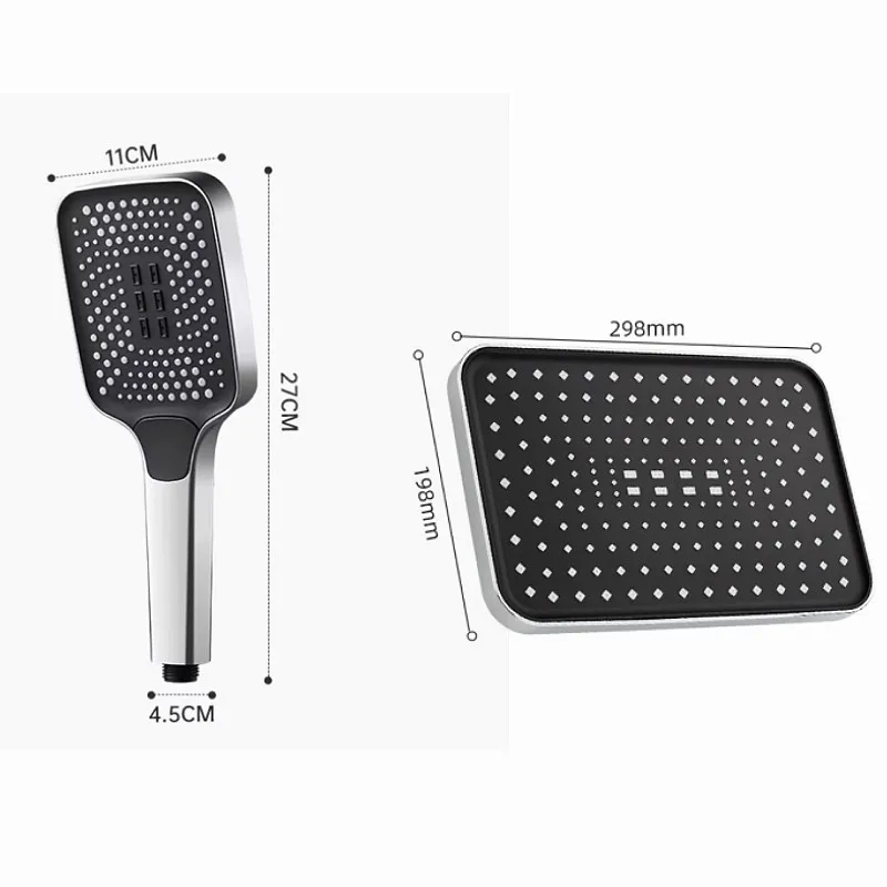 Soffione doccia a pioggia Soffione a supercarica a grande flusso Soffione a pioggia Parti di ricambio per rubinetto con irrigatore regolabile a 4 modalità Accessori per il bagno 2