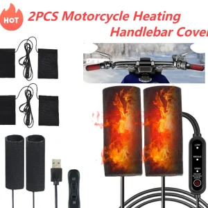 Copri manubrio riscaldato per moto USB 12V Manopole riscaldate elettriche Copri maniglia riscaldato antiscivolo per la guida all'aperto 1