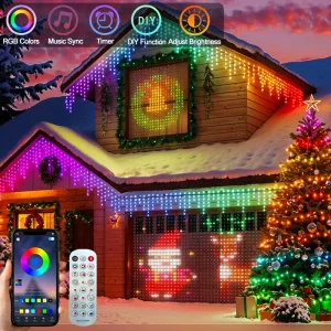 Tenda luminosa natalizia intelligente da 400 LED con APP e telecomando RGB dimmerabile modello fai-da-te per la decorazione di feste di Halloween 1
